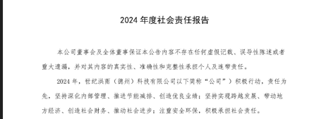 世紀洪雨（德州）科技有限公司2024年度社會(huì )責任報告